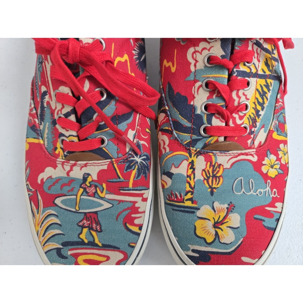 Polo Ralph Lauren Men's 10.5D Thorton III Canvas Aloha Hawaiian‎ Lace Up Flats - Picture 7 of 11